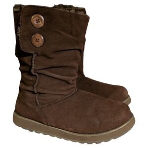 Skechers Keepsakes Boots Womens Size 9 Brown Suede Faux Fur Y2K Bohemian 47221